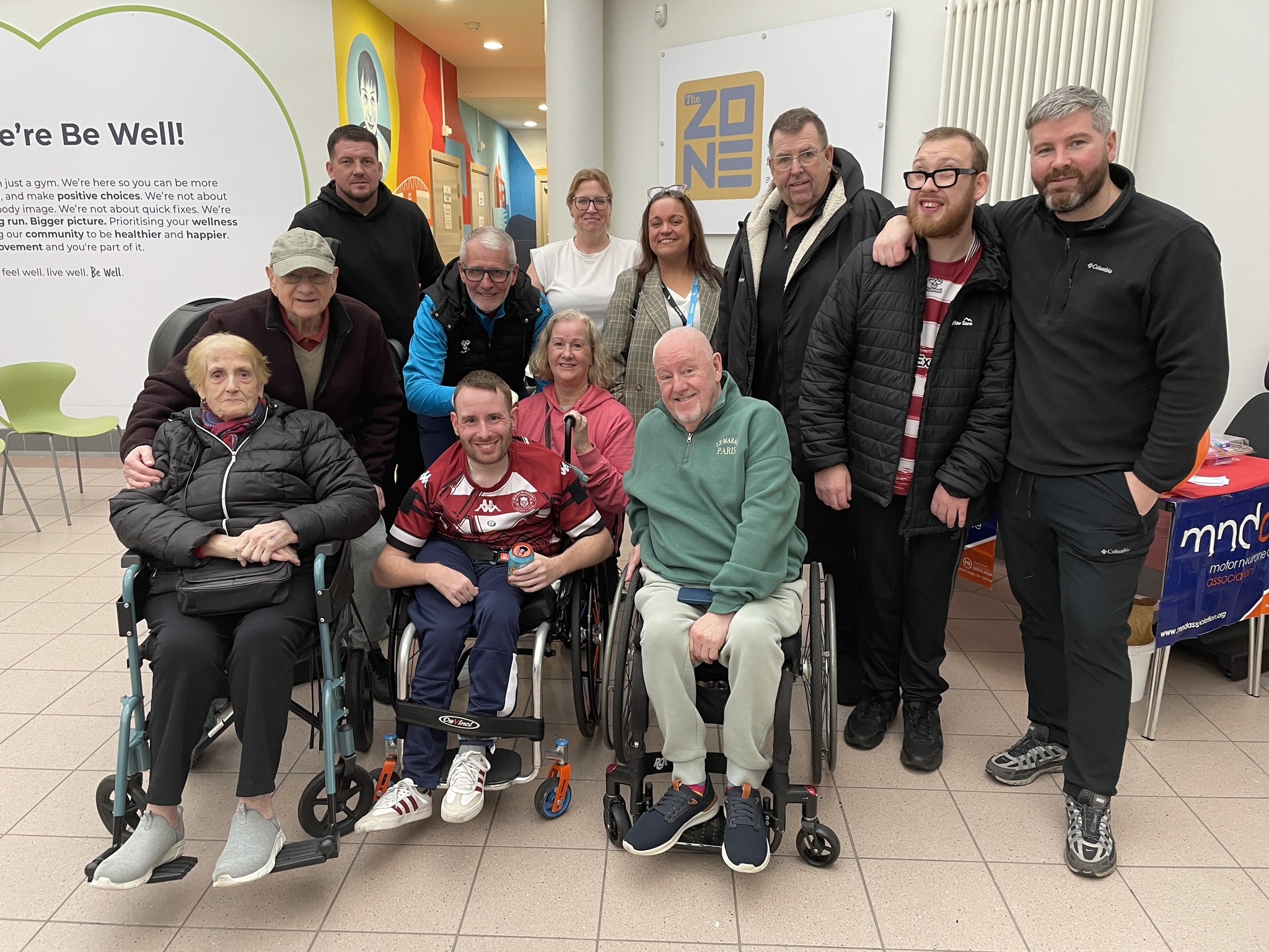 Jordan Burns with family and friends at Robin Park Leisure Centre